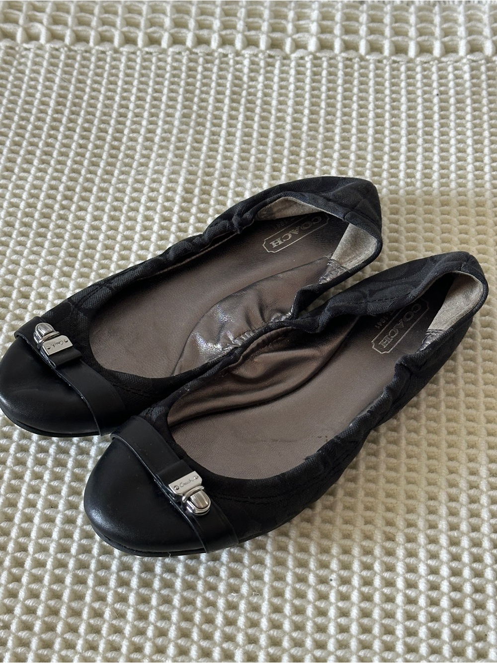 Coach Delphine Black Monogram Ballet Flats